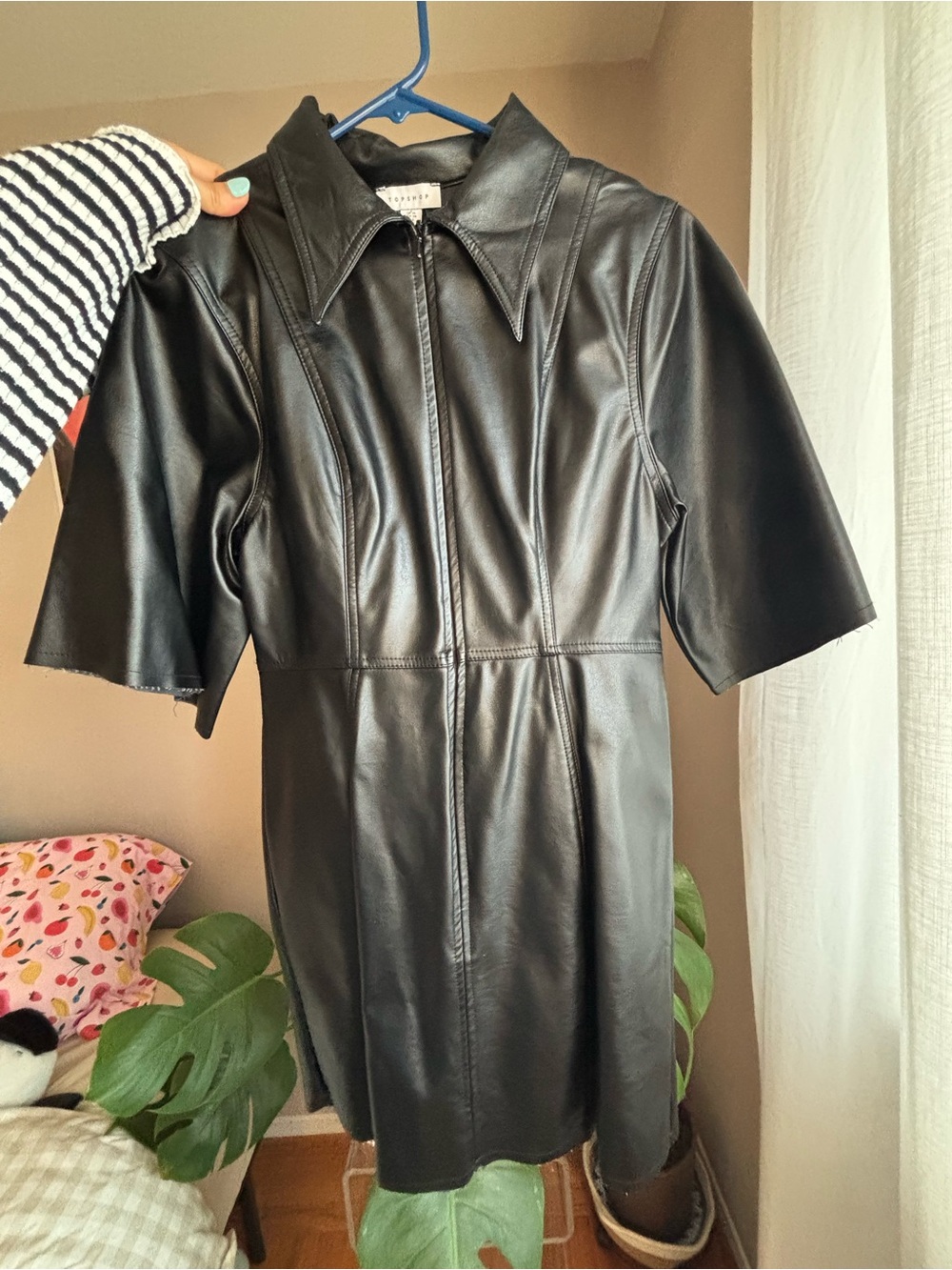 Topshop faux leather mini dress
